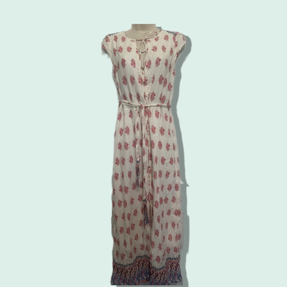 Lucky Brand White and Red Floral Maxi Dress